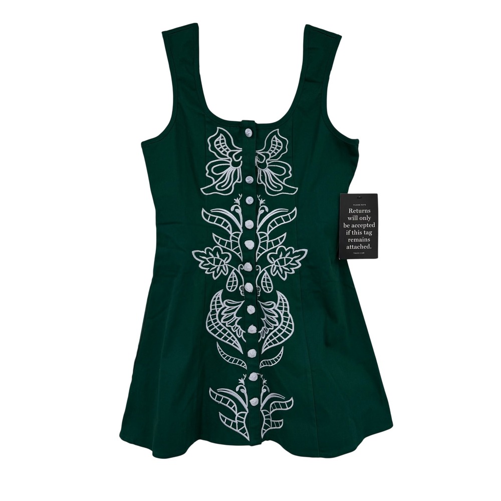 English Factory Embroidered Lucy Mini Dress Small Green Sleeveless NWT